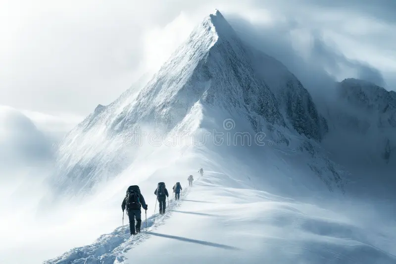 Image showing a climber dealing with snow or weather