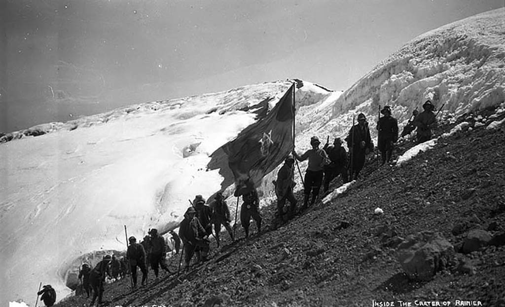 Historical image of early mountaineers
